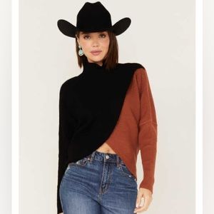 🤠 Boot Barn Revel Women’s Color Block Knit Surplice Turtleneck Sweater